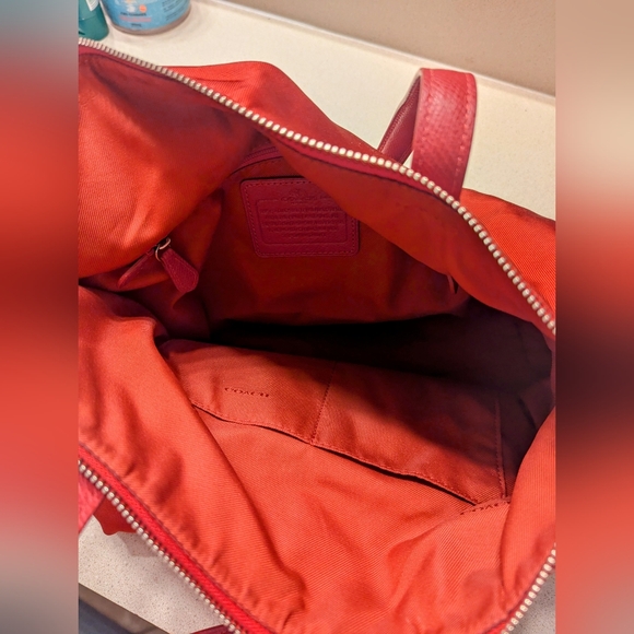Coach red zip nylon tote - Picture 7 of 11